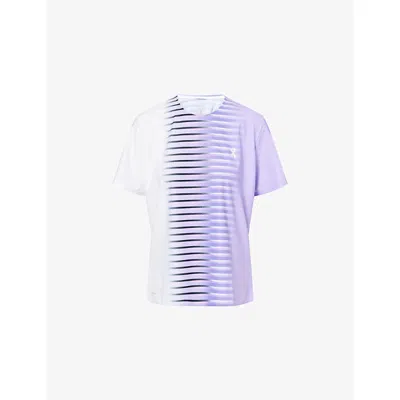 On Womens Court Edge Logo-print Stretch-woven T-shirt Purple Xs In Multi