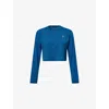 On Womens Tempest Cropped Logo-print Woven Top Xl In Blue