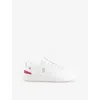 On Womens White Pink F The Roger Advantage Faux-leather Low-top Trainers In White