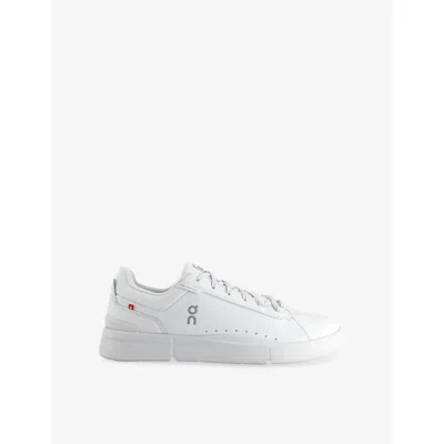 On Womens White White White F The Roger Advantage Faux-leather Trainers In Animal Print