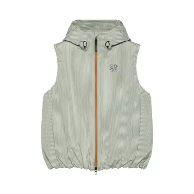 Pre-owned On X Loewe Puffer Vest 'beige/blue' | Tan | Men's Size Xxl In Brown