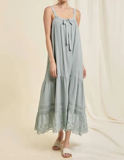 On You Bowtie Eyelet Dress In Powder Blue