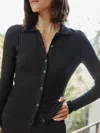 Ona Ava Polo Cardigan In Black
