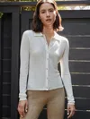 Ona Ava Polo Cardigan In White