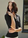 Ona Ava Short Sleeve Polo In Black