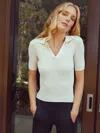 Ona Ava Short Sleeve Polo In White