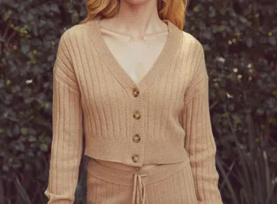 Ona Luna Cardigan Knit Sweater In Brown In Beige