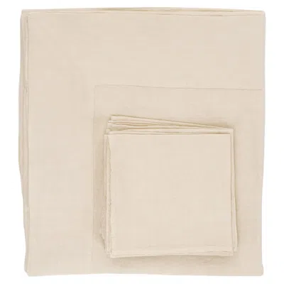 Pre-owned Once Milano Linen Set Of Tablecloth And Napkins In Sand