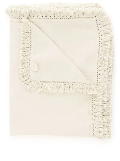 Once Milano Rectangular Fringed Linen Tablecloth In Neutrals