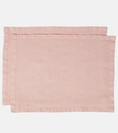 Once Milano Set Of 2 Linen Placemats In Pink