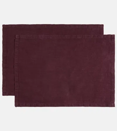 Once Milano Set Of 2 Linen Placemats In Purple
