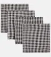Once Milano Set Of 4 Gingham Linen Napkins In Black