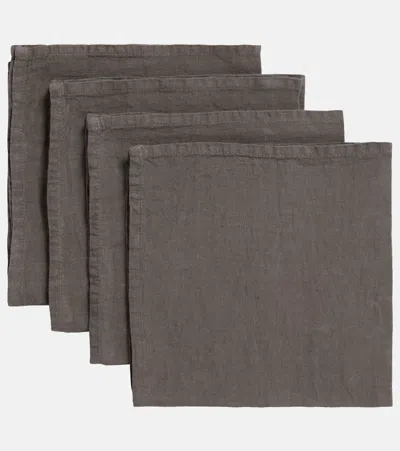 Once Milano Set Of 4 Linen Napkins In Grey