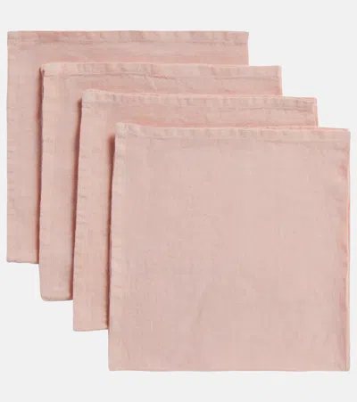 Once Milano Set Of 4 Linen Napkins In Pink