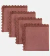 Once Milano Set Of 4 Macramé Linen Napkins In Pink
