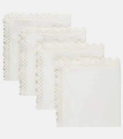 Once Milano Set Of 4 Macramé Linen Napkins In White