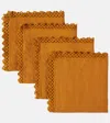Once Milano Set Of 4 Macramé Linen Napkins In Yellow