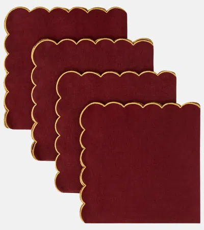 Once Milano Set Of 4 Scalloped Linen Napkins