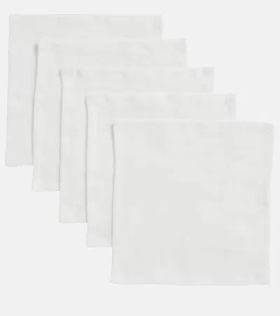 Once Milano Set Of 5 Linen Cocktail Napkins In White