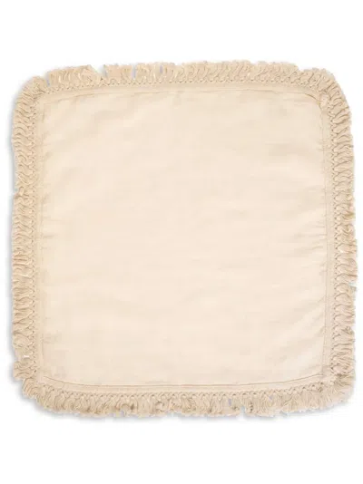 Once Milano Set-of-two Fringed Linen Napkins In Neutrals