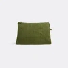 Once Milano Zip-up Linen Pouch In Green