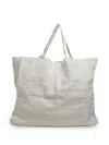 Once Milano Linen Weekend Tote Bag In White