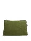 Once Milano Zip-up Linen Pouch In Green