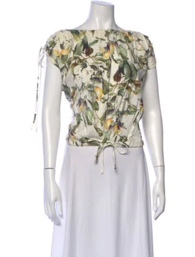 Pre-owned Once Was Floral Print Off-the-shoulder Blouse In Neutral
