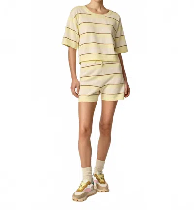Oncept Carmen Stripe Knit Shorts In Honeydew In Yellow