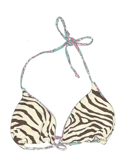 Pre-owned Ondademar Swimsuit Top Ivory Animal Print Pattern Swimwear In White