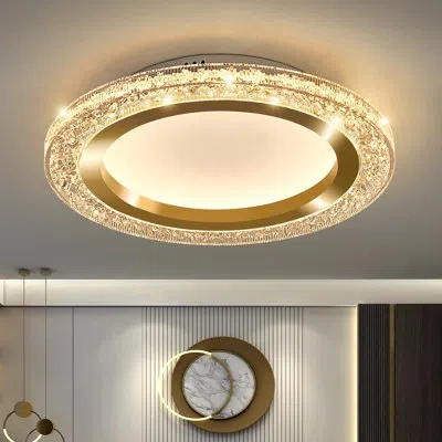 One 28w Gold Led Flush Mount Ceiling Light 12inch Modern Round Ceiling Light Fixture 3000k-6000k Super B
