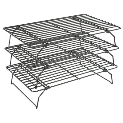 One 3 Tier Stackable Cooling Rack For Batch Cooling Cookie, Pizza, Cake-15.8”x 10”- Heavy Duty Cooling R In Black