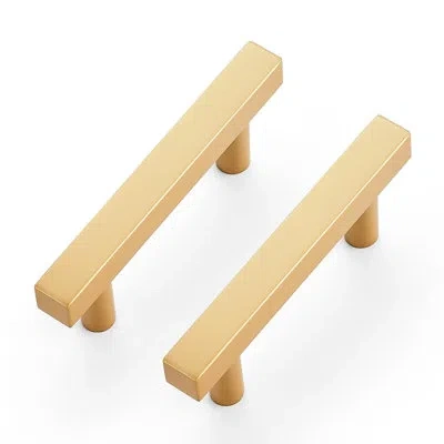 One 30 Pack Brushed Brass Cabinet Handles 3 Inch Gold Cabinet Pulls Modern Square Drawer Pulls Brass Gol In Champagne Gold