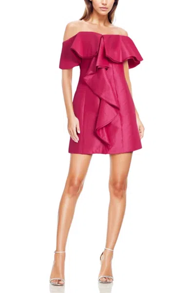 One 33 Social Off-shoulder Draped Bodice Mini Dress In Hot Pink