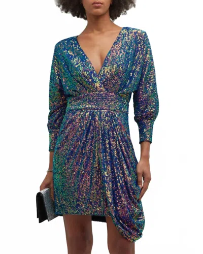 One 33 Social Sequin Drape Skirt Dress In Iris In Multi