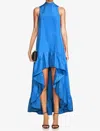 One 33 Social The Yolanda High-low Maxi Dress In Peacock In Blue