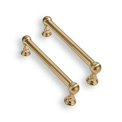 One 4 Inch 10 Pack Solid Kitchen Cabinet Handles Brushed Gold Heavy Duty Cabinet Pulls Satin Brass Drawe In Brushed Brass