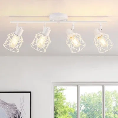 One 4-lights Kitchen Light Fixtures Ceiling Mount, Adjustable Multi-directional White Flush Mount Ceilin
