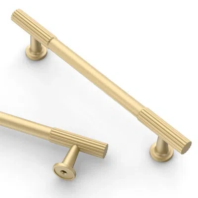 One 5 Inch(128mm) Cabinet Pulls Kitchen Cabinet Handles, Cabinet Pulls Kitchen Cabinet Hardware For Cupb In Brushed Gold