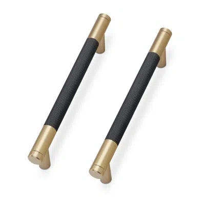 One 5 Inch(128mm) Cabinet Pulls Knurled Cabinet Handles Cupboard Handles Kitchen Cabinet Hardware For Cu In Black And Champagne