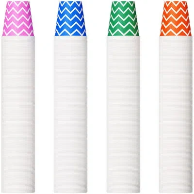 One 500 Pack 5oz Paper Cups, Multicolor Paper Disposable Cups, Small Mouthwash Cups, Cold Beverage Drink In Strip