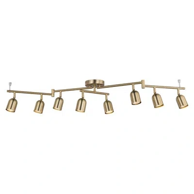 One 8 Light Modern Track Lighting Fixtures, Matte Brass Center Rotatable Bar Ceiling Spotlight, Foldable In Laiton Mat;matte Brass