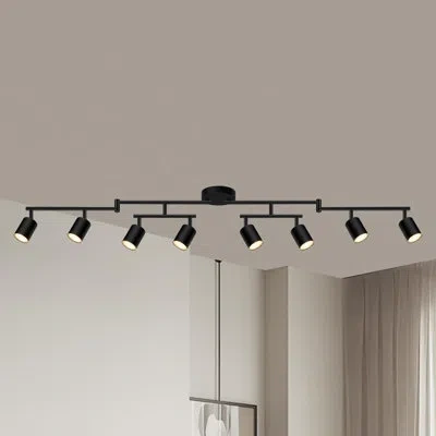 One 8 Light Track Lighting Fixtures Ceiling, Matte Black Kichen Track Lighting Fixtures, Rotatable Light