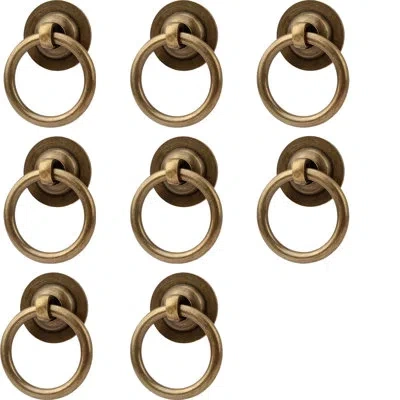 One 8 Pack Solid Antique Brass Cabinet Pulls Ring Drawer Pulls, Antique Style Kitchen Cabinet Handles Pu In Silver
