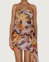 One & Only Caroline Strapless Mini Dress In Yellow Floral In Yellow