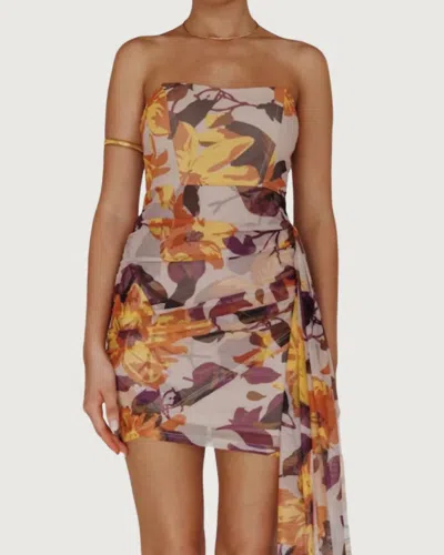 One & Only Caroline Strapless Mini Dress In Yellow Floral In Multi
