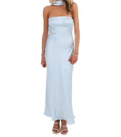 One & Only Caught My Eye Halter Satin Maxi Dress In Baby Blue