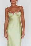 One And Only Collective Flower Detailed Maxi Dress In Summer Seagrass