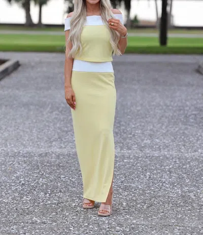 One And Only Collective Belle Top & Skirt Set In Lemon In Neutral