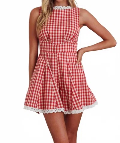 One And Only Collective Carly Gingham Romper In Red